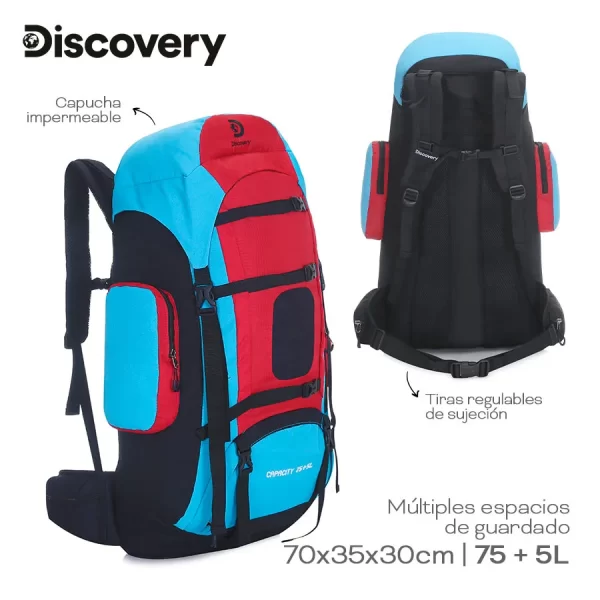 Mochila Camping Discovery 75+5 L. Resistencia Y Comodidad - Envió GRATIS - Imagen 4